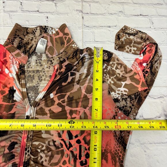 Vintage Cache Women Blouse Top Shirt Size Medium Y2K Ruched Animal Print C065 12 - Picture 3 of 16